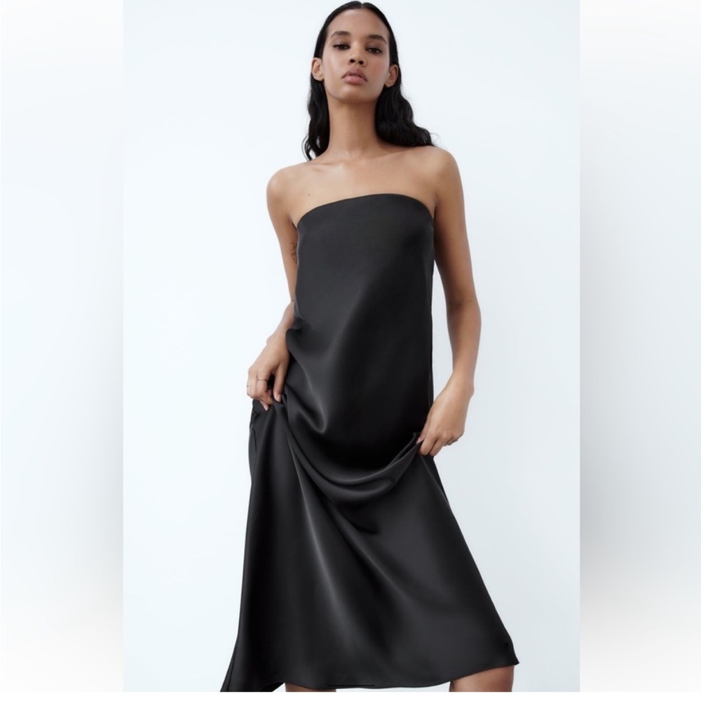 Zara Black Slik Column Dress